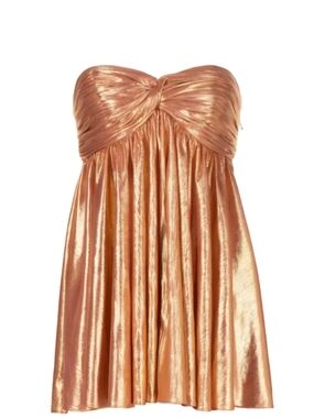 Retrofete Strapless Metallic Rose Gold Mini Dress